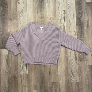 H&M Purple Cropped V Neck Sweater Size L
